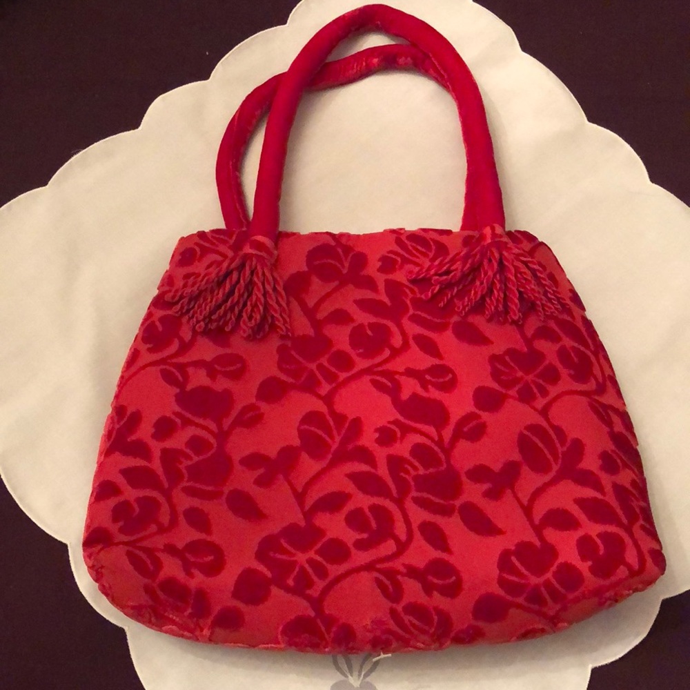 Rich Red Velvet Tassel Handbag Victoria Secret